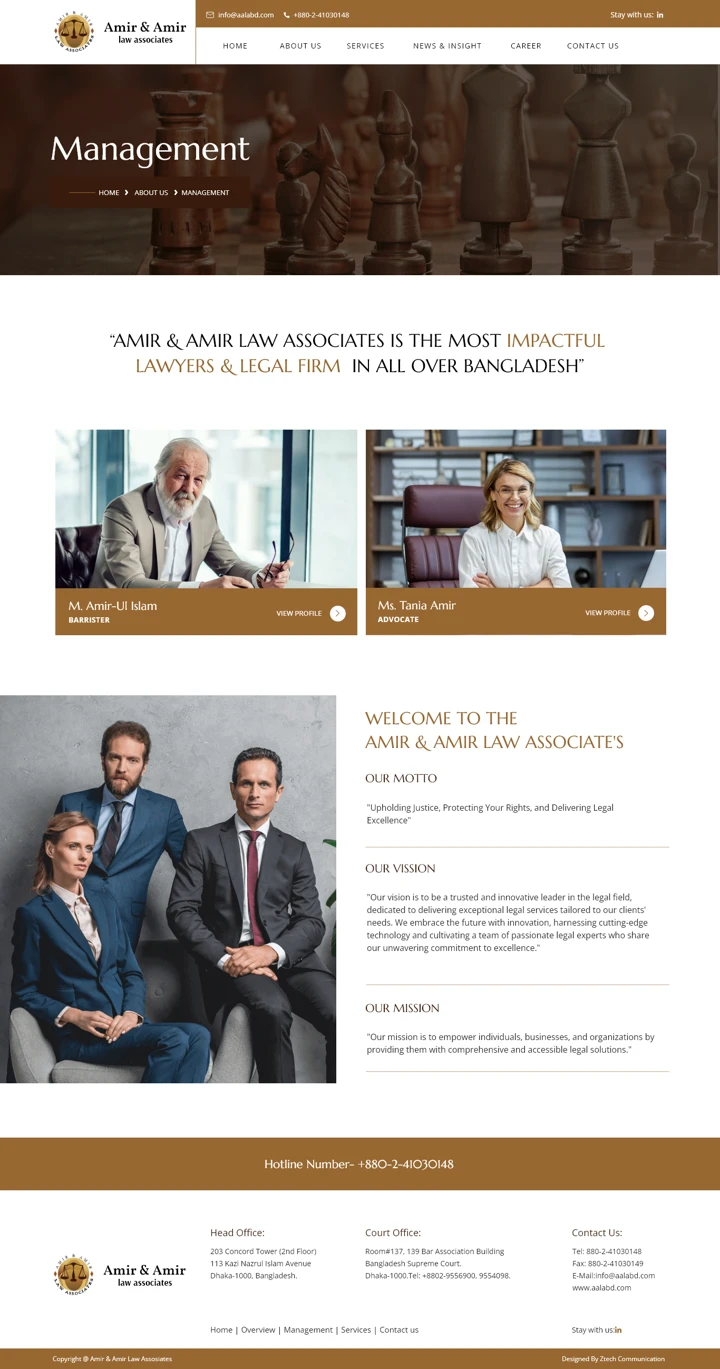 Amir & Amir Law Associates: Management, desktop website design