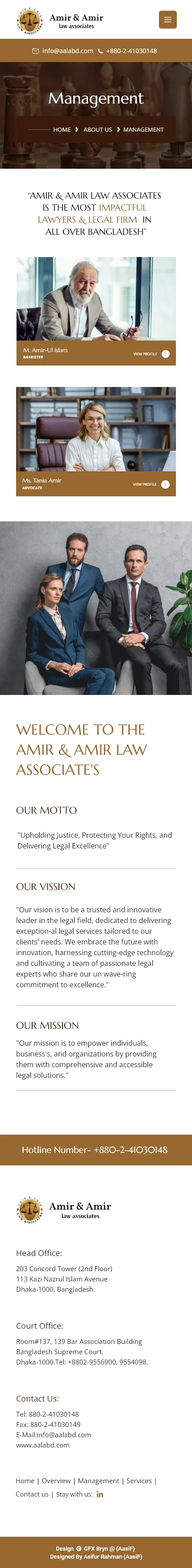 Amir & Amir Law Associates: Management, mobile website design