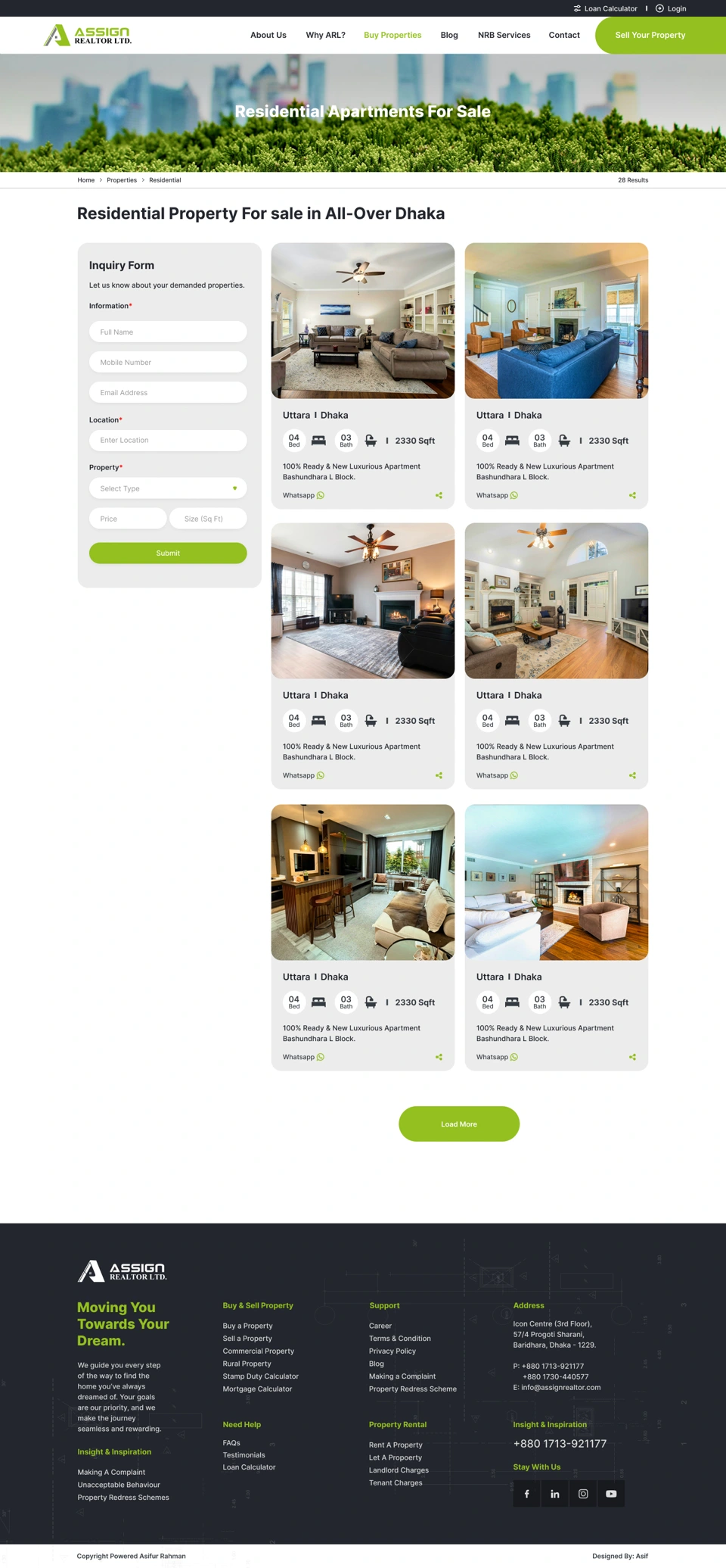Assign Realtor — Property listings desktop website design