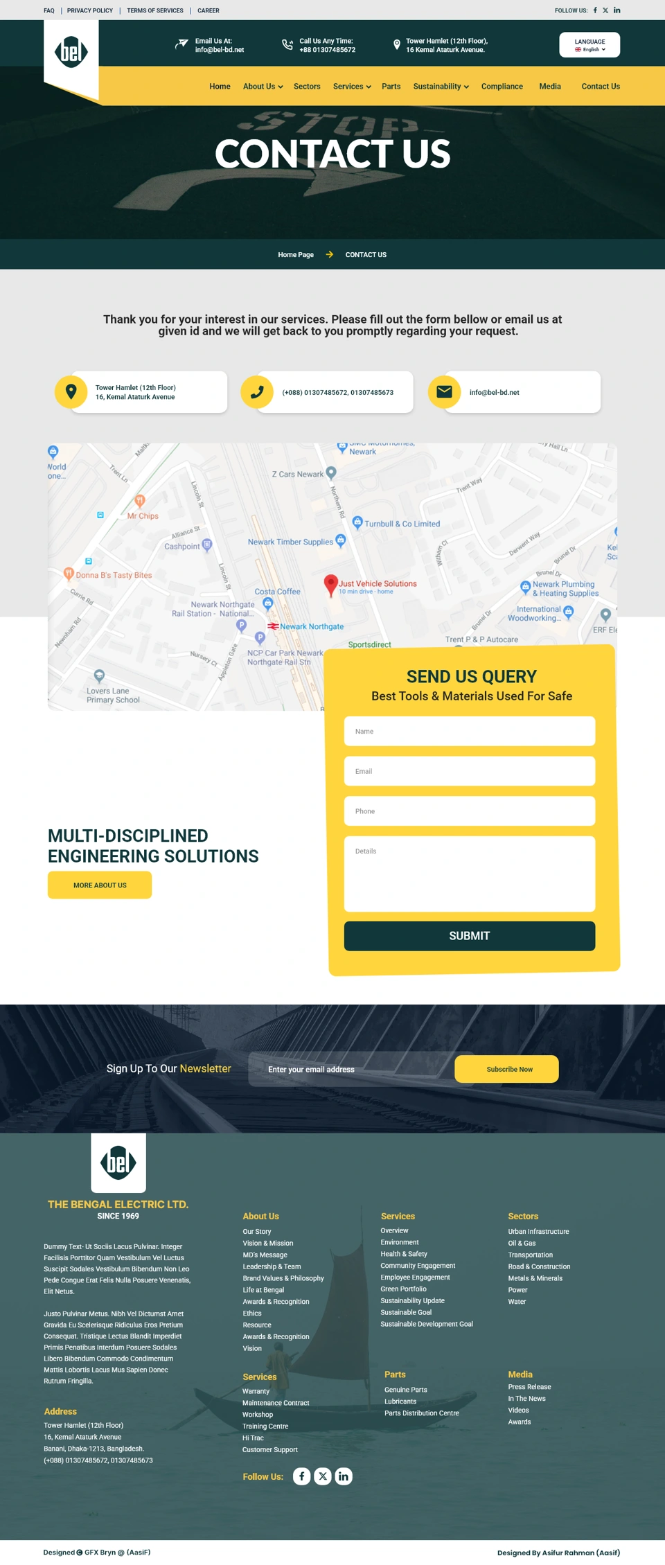 The Bengal Electric Ltd. — Contact us desktop website design