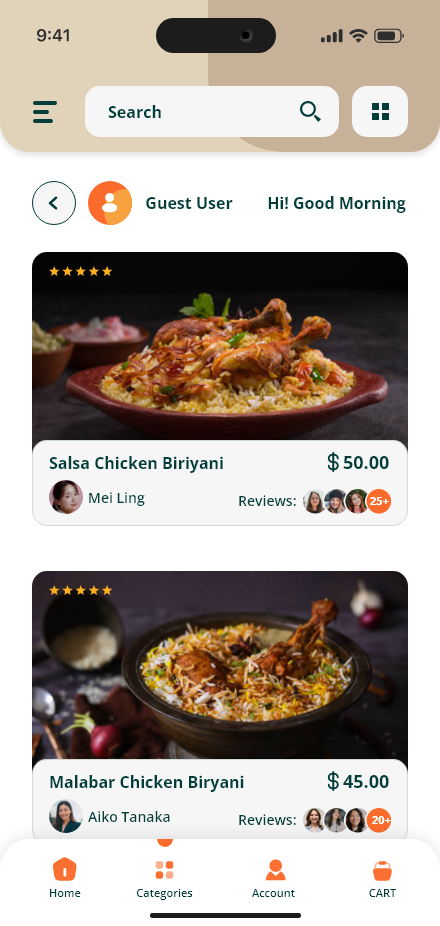 Freshly Home — Meal listings app screen