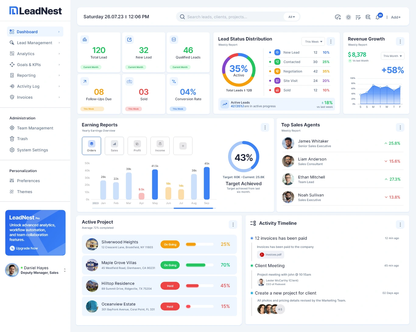 LeadNest — Dashboard — light