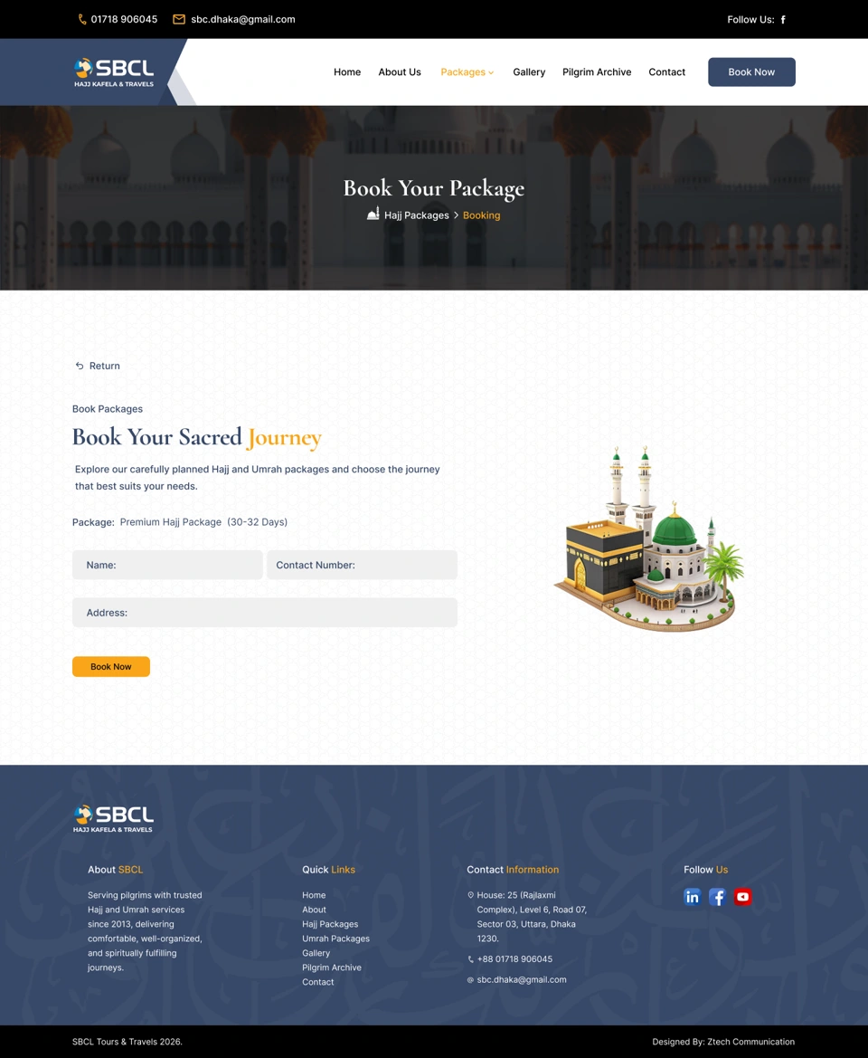 SBCL BD — Booking desktop website design