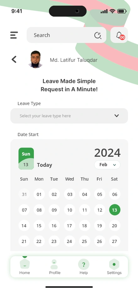 True Presence — leave request and calendar