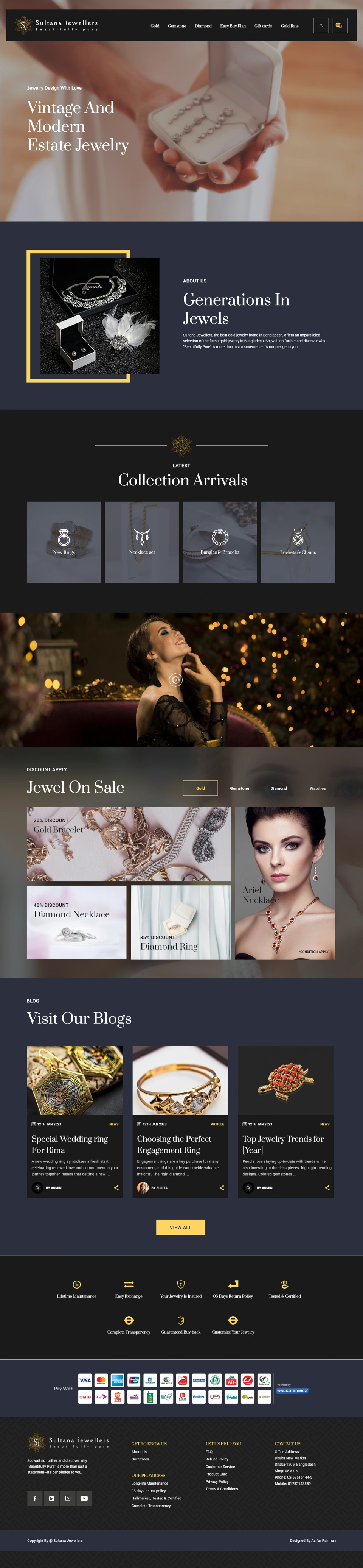Sultana Jewellers interface with illustrative UX review markers