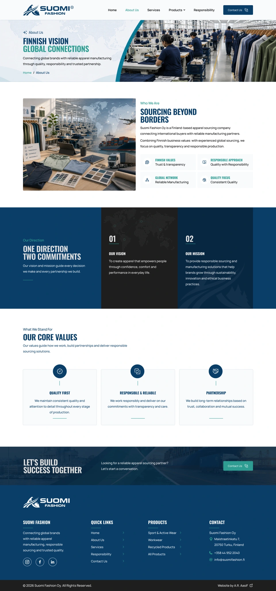 Suomi Fashion — About us desktop website design