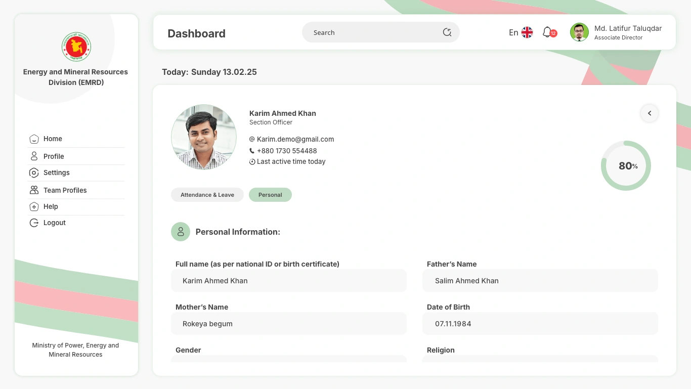 True Presence Web App — Personal profile