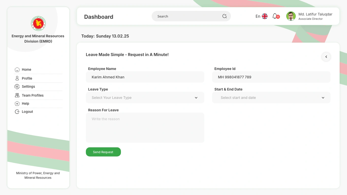 True Presence Web App — Leave request