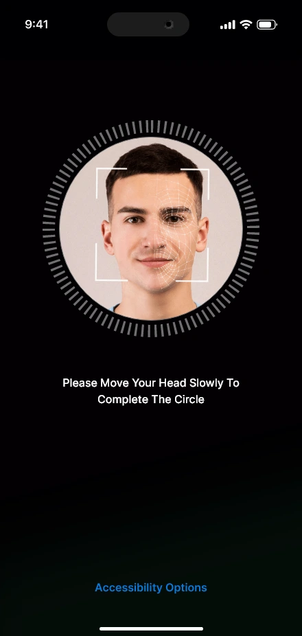 True Presence — Face scan app screen