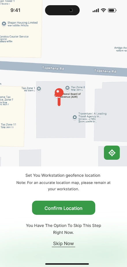 True Presence — Workstation location app screen