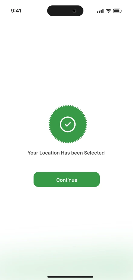 True Presence — Location confirmed app screen
