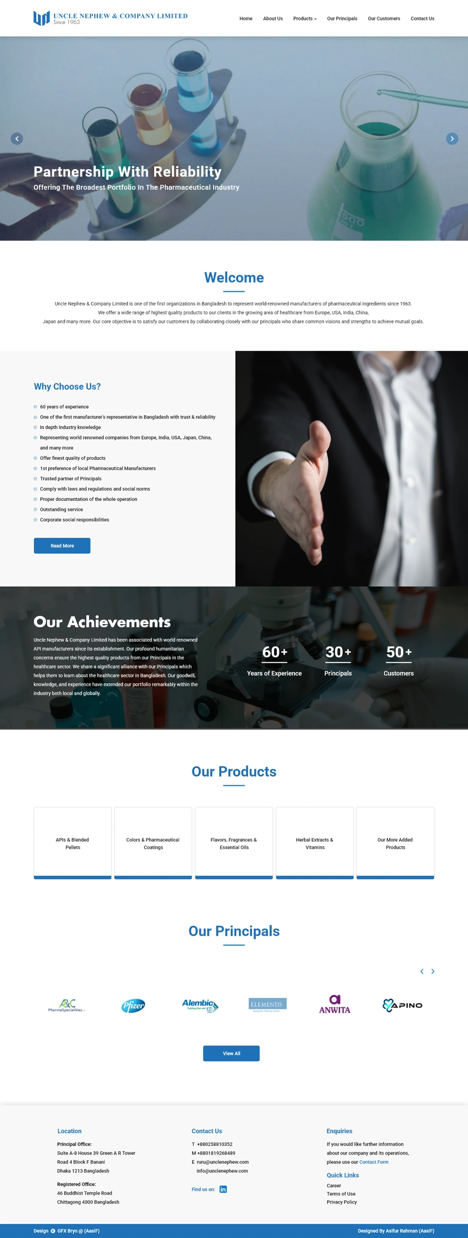 Uncle Nephew & Company Limited — Home page desktop website design