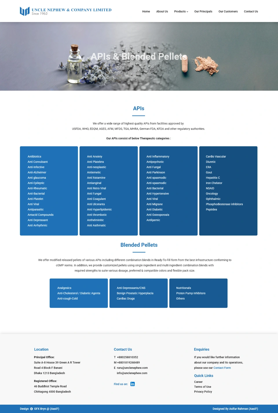 Uncle Nephew & Company Limited — APIs & blended pellets desktop website design