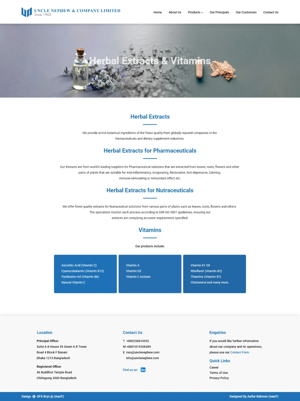 Uncle Nephew & Company Limited — Herbal extracts & vitamins desktop website design