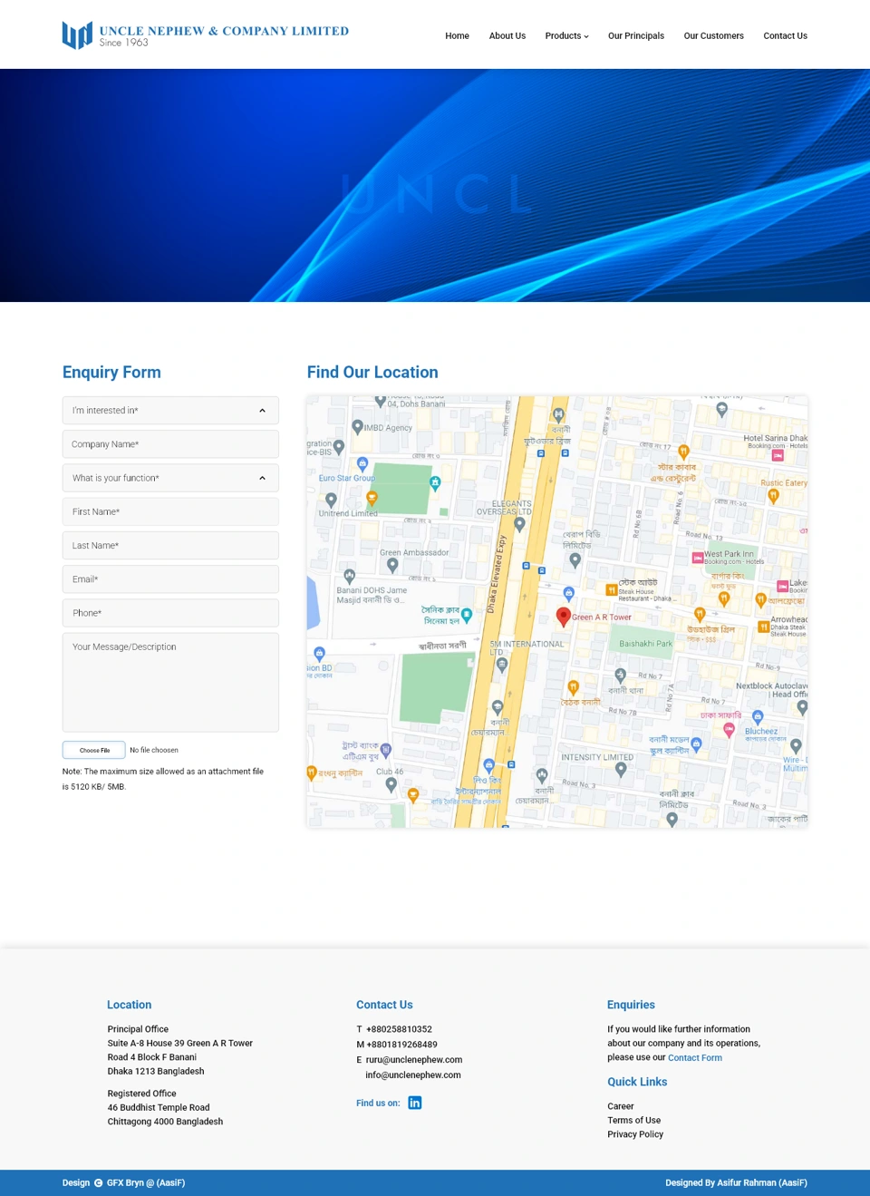 Uncle Nephew & Company Limited — Contact us desktop website design