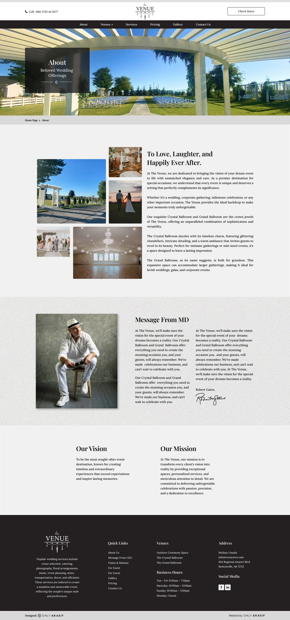 The Venue — About desktop website design