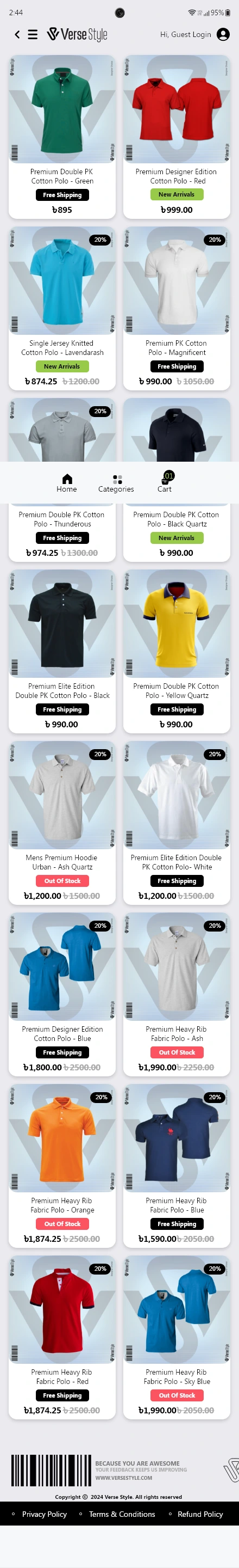 Verse Style — Polo Shirt Category app screen