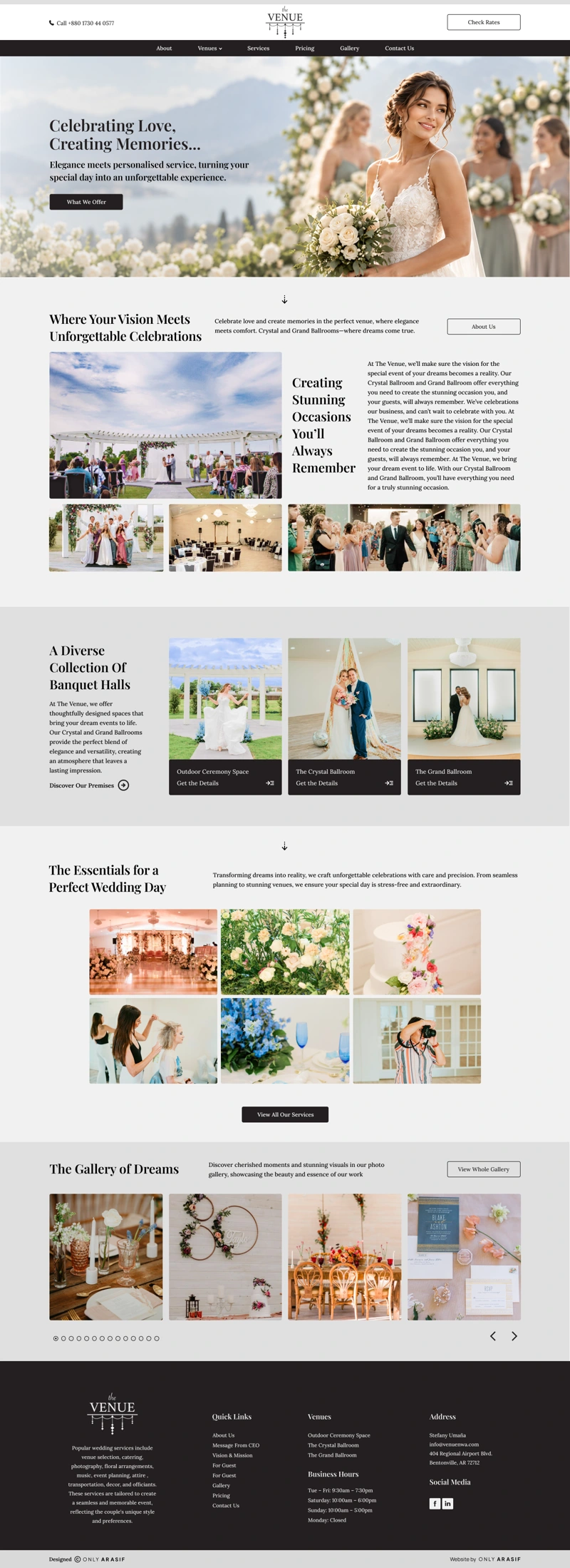 The Venue complete website design